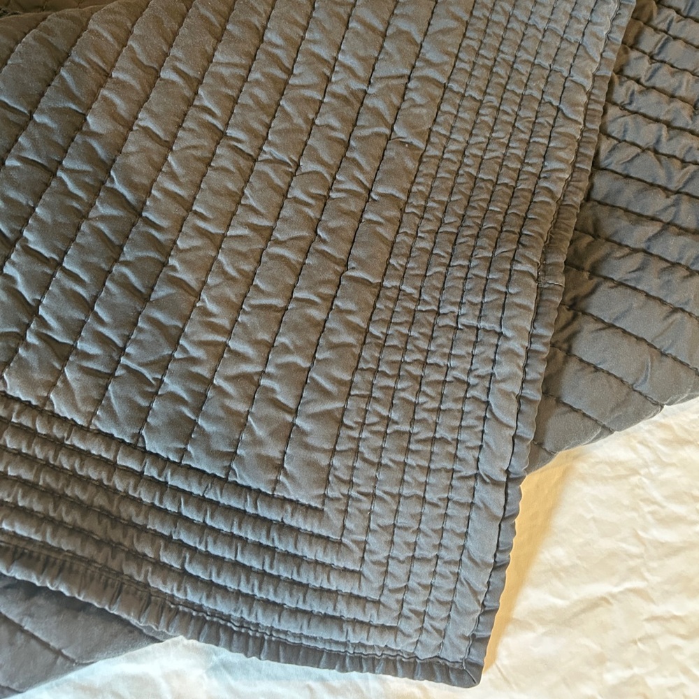 West Elm silky Lyocell Pick Stitch Channel Quilt- KING